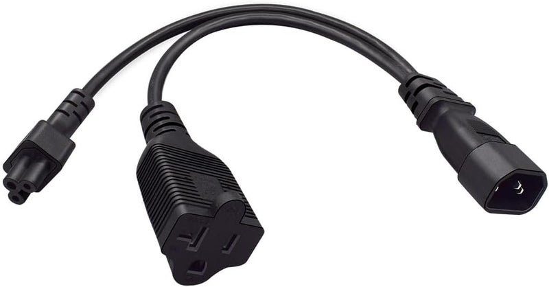 TEWOXIN IE320 C14 to C5 + NEMA 5-20R Y Splitter Power Cord Power Cable for Laptop Computer Printer Monitor AC Adapter（1FT/0.3M - Image 2